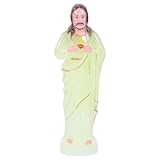 BESTOMZ Katholische Festliches mit Rutschfester aus Kunststoff Jesus Statue Basis Gelbe Religiöse Dekoration Deko als Weinachts Ornament für Zuhause und Büro