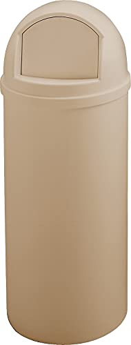 Image of Rubbermaid Commercial Products Marshal Products Classic Outdoor /Indoor Trash Can with Lid, 15-Gallon, Beige, Round, Garbage Container /Waste Basket for Lobby /Office /Restroom /Restaurant /School