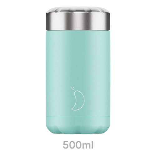Chilly's Food Pot - Leak-Proof, Premium Stainless Steel Reusable Food Container - Double-Walled Insulated for Hot or Cold Lunch Storage - Pastel Green - 500ml