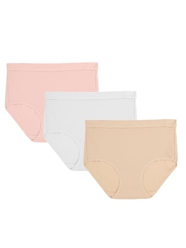 Vanity Fair Women's Underwear Pack of Beyond Comfort Ultimate Stretch Panties, Brief-Bare Pink/Star White/Damask Neutral, 8