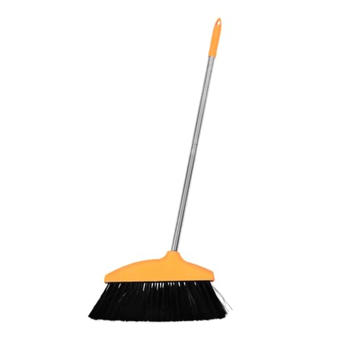 Yardenfun Soft Bristle Broom Dustpan Home Floor Cleaning Broom Brush Pet Hair Removal Stainless Steel Handle Wide Angle for Household and Commercial Use