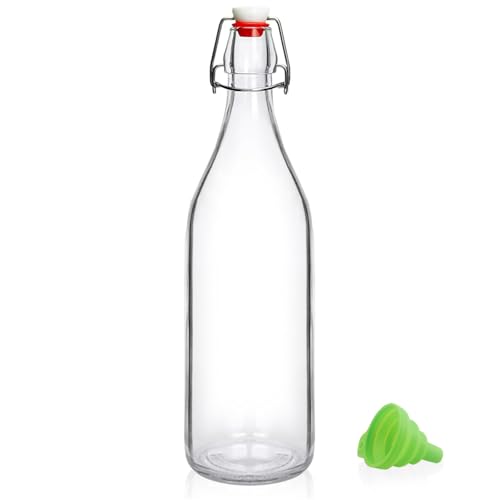 33.75 oz Swing Top Glass Bottle, Flip Top Glass Bottle with Airtight Lid for Fermentation, Kombucha, Vanilla Extract, Mead, Limoncello, Coquito, Vinegar, Mead, Beer, Kefir, Soda, Juice, Oil
