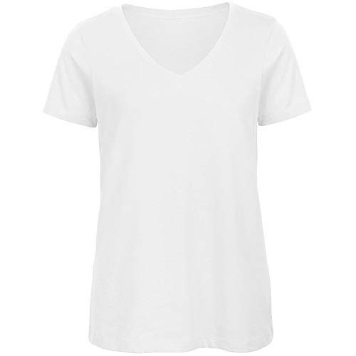 B&C Womens/Ladies Favourite Organic Cotton V-Neck T-Shirt (L) (White)