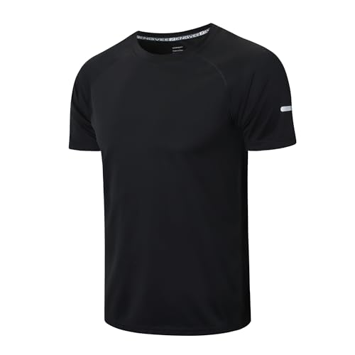 Gaiatiger 1 Pack Mens T-Shirts Quick Dry Running Tops Moisture Wicking Active Athletic Gym Men Short Sleeve Sportwear(520-1) Black-XL