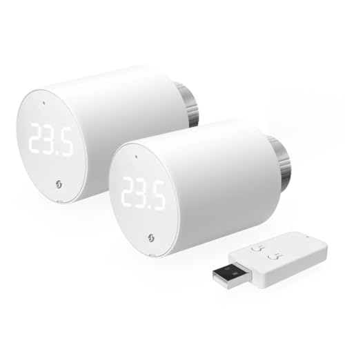 Shelly Blu TRV e Shelly Blu Gateway Gen3, Termostato Intelligente Bluetooth & Zigbee per Radiatori, Controllo Preciso della Temperatura, Schermo Ruotabile, ModalitĂ Boost, Lunga Durata (2 pezzi)