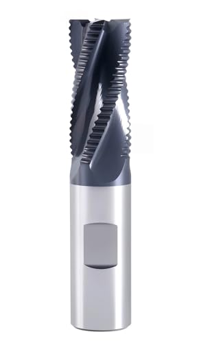 Image of Accusize Industrial Tools 3 /4'' Fine Tooth M42 8% Cobalt Tialn Roughing End Mill, 3 /4'' Shk Dia, 1-5 /8'' Flute Length, 3-3 /4'' Oal, 4 Flute, 1104-0034 | Fine Tooth, M42 8% Cobalt, TiAlN Coated, 3-3 /4 inch OAL, Single End, Center Cutting, 1104-0034