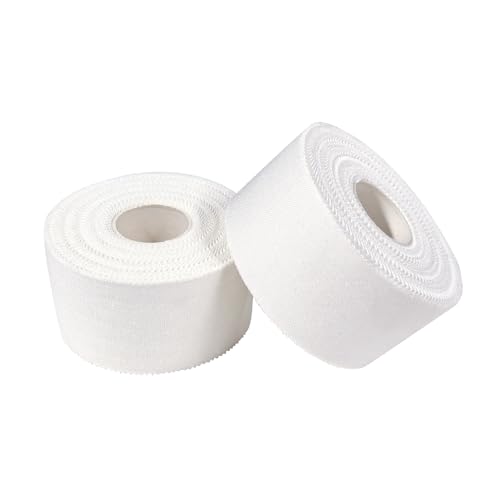 COMOmed Athletic Tape - fita desportiva branca, fácil de rasgar, forte, não pegajosa, reduz o pulso e o tornozelo para atletas e treinadores médicos (2, cor branca, 1,5 polegadas x 45 pés)