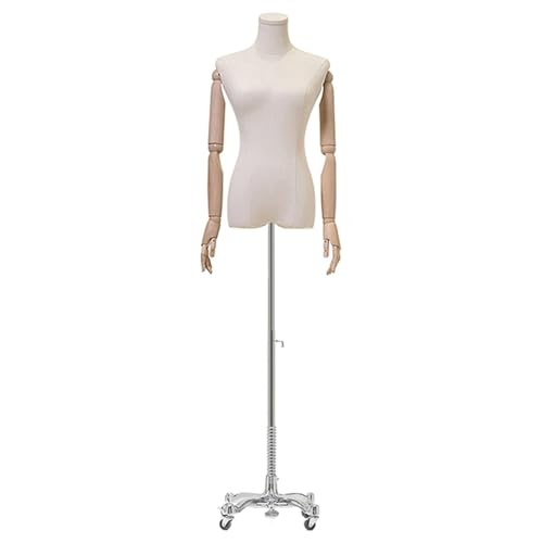 QINGYAN Torso De Maniquí De Mujer, Modelo De Cuerpo De Maniquí con Ruedas Estables De 360°, For Exhibición De Ropa, Vestidos, Joyas Y Costura(M)