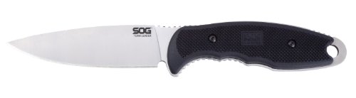 SOG Specialty Knives & Tools TL03N-CP Team Leader Knife with Straight Edge Fixed 5-Inch AUS-8 Steel Drop Point Blade and GRN Handle, Satin Finish