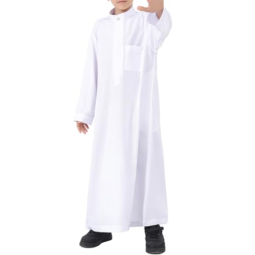 Kids Boys Arabic Thobes Muslim Long Sleeve Kaftan Robe Islamic Prayer Dress Middle East Ramadan Eid Casual Gown Outfits3