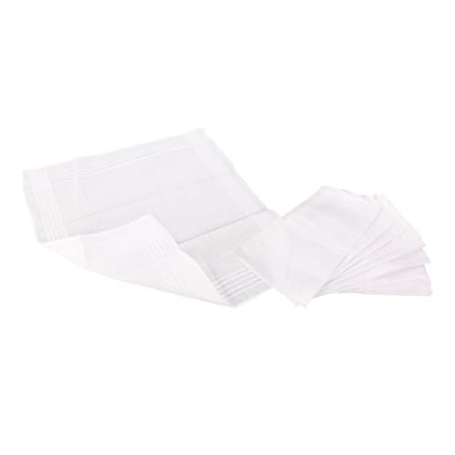 BESTYASH 12 Pack Cotton Handkerchiefs Men's Women's Kids White Handkerchiefs Reusable Soft Absorbent Handkerchief Towels for Outdoor and Indoor