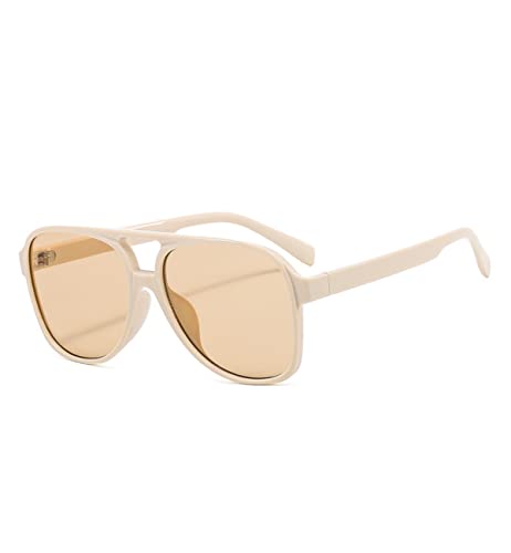 Image of Vintage Aviator Sunglasses for Women Men 70s Glasses Retro Oversized Yellow Lens Shades
