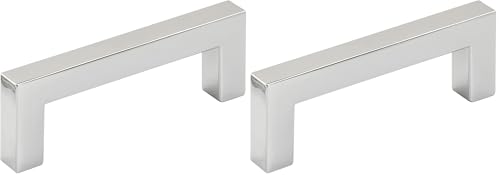 Image of Amerock | Cabinet Pull | Polished Chrome | 3 inch (76 mm) Center to Center | Monument | 2 Pack | Drawer Pull | Drawer Handle | Cabinet Hardware
