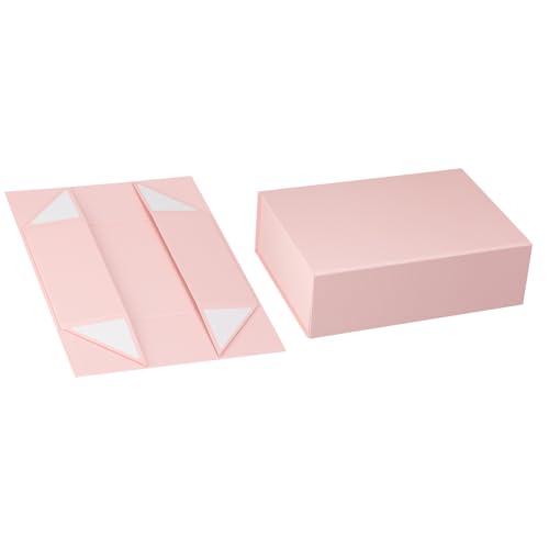 Image of Rsgift Pink Gift Boxes,Collapsible 9.7x7.2x3.3 Inch Gift Box with Lids,Magnetic Closure Matte Textured Finish Box for Wedding,Birthday,Mother's day,Christmas