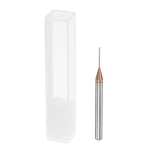 Image of uxcell Square Nose End Mill, 0.6mm Solid Carbide AlTiSin Coated Long Reach CNC Router Bits 2 Flutes Milling Cutter with Extended Neck, 10mm Cutting Length 4mm Shank
