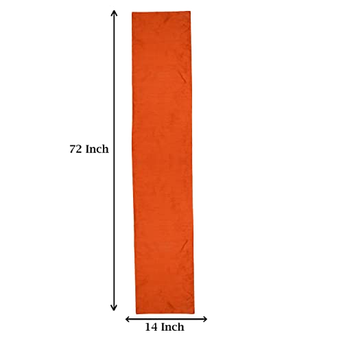 Image of E-EZRA Premium Raw Silk Table Runner for Centre Table / Coffee Table / 4 Seater / 6 Seater Dining Table (72 Inch, Orange)