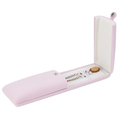 FINGERINSPIRE Caja de terciopelo rosa para joyas, caja de almacenamiento para collares, cajas de regalo de terciopelo con colgante, vitrina de terciopelo para collares, cajas de almacenamiento de
