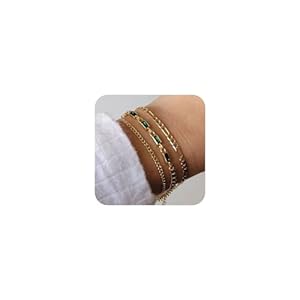 Sanfenly Gold Bracelets for Women, 14K Real Gold Plated Bracelets for Women Dainty Gold Bracelets Waterproof Chain Stackable Bracelets Cuban Link Paperclip Gold Bracelet Stack Jewelry for Women