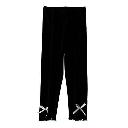 KAGAYD Baby Girls Autumn Winter Clothes Bow Tie Soft Solid Cotton Long Pants Leggings Ninth Ankle Length Pants Casual