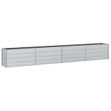 vidaXL Garten Hochbeet Pflanzkasten Pflanzbeet Gemüsebeet Blumenbeet Blumenkasten Frühbeet Gartenbeet Blumenkübel Pflanzkübel 320x40x45cm Verzinkter Stahl Silbern