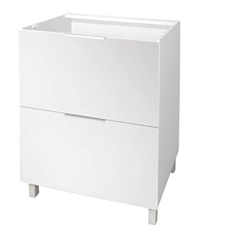 Berlioz Creations CT6BB Meuble Bas de Cuisine avec 2 Tiroirs Blanc Haute Brillance 60 x 52 x 83 cm, Fabrication 100% française