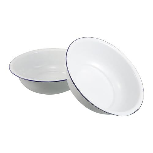 Beaupretty 2 Lavabos Esmaltados Vintage para Remojo de Pies y Lavado Facial, Tamaños 32 y 34 Cm, Esmalte Resistente a Arañazos y Altas Temperaturas, Baño de Pies y Uso Doméstico,