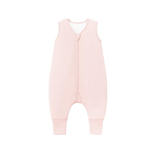Image of Baby /Toddler Sleep Sack with Legs, Rayon from Bamboo 95% + 5% Spandex, 1.0 TOG, 2‑Way Zipper Sleeping Bag, Walker‑Friendly 18-36M Pink