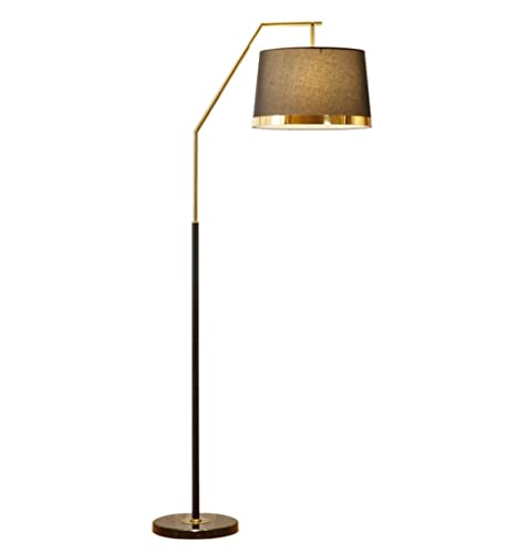 Lámpara de pie para sala de estar con pantalla de tela acogedora y base de mármol elegante