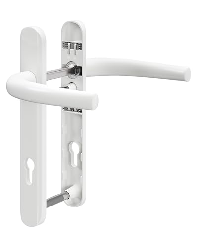 IRONWORX Enigma White UPVC Door Handle Set 92mm PZ 122mm Screw Centres | Universal fit for uPVC Composite & Timber Doors | External Door Handle Replacement | Heavy-Duty Easy DIY Fit