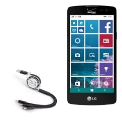 BoxWave Cable Compatible with LG Lancet - AllCharge miniSync, Retractable, Portable USB Cable - Jet Black