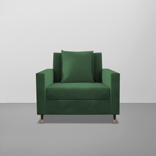 Image of Casaliving Garcia 1 Seater Sofa Set for Living Room (Green Colour) Premium Fabric Sofa