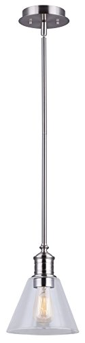 Get Discount Offer CANARM IPL628A01BN LTD Larken 1 Light Rod Pendant, Brushed Nickel with Clear Glass