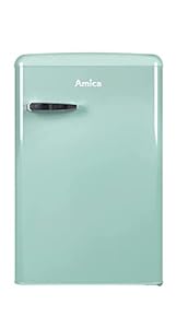 Amica VKS 15623-1 M Retro Vollraum-Kühlschrank / Fresh Mint / 88cm (H) x 55cm (B) x 62cm (T) / Retro-Design / Mini-Kühlschrank