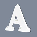 6 Inch Wooden Letters, Unfinished Wood Letters for Crafts, White Marquee Alphabet Letters for Party, Home Bedroom Wall Decor, Letter A