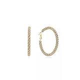 Ettika Pendientes de aro chapados en oro de 18 quilates, chapados en plata o rodio. Aros para mujer. Aros ligeros y atemporales pequeños, medianos o grandes. Aros para mujer. Joyería de moda, regalos