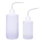Alipis Sicherheitswaschflasche aus Pvc 250ml und 500ml Weiß Quetschflasche mit Gebogenem Ausgießer und Einfachem Dosierkontrolle für Tattoo Reinigungsanwendung 2 Stück