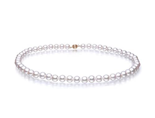 Lily Treacy Japanese Akoya Pearl Necklace strand 7-7.5mm 14K Solid gold clasp 18" bridal Christmas Gift
