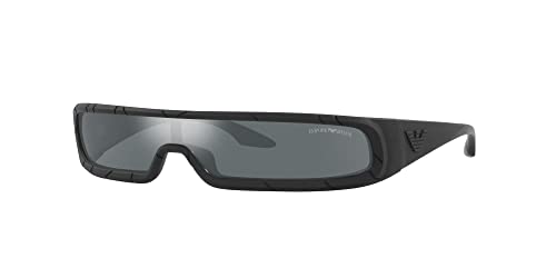 Emporio Armani Men's Ea4190U Universal Fit Rectangular Sunglasses, Rubberized Black/Grey Mirrored Black, 36 Mm #TOP1