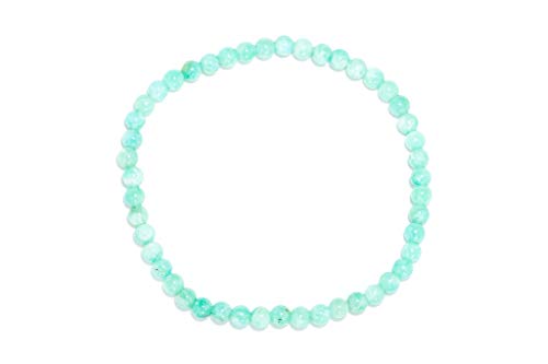 Taddart Minerals Bracelet vert en amazonite avec boules de 4 mm sur fil de nylon élastique fabriqué à la main, 18 centimeters, Caoutchouc, Amazonite Cover