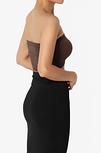 Image of TheMogan Women's Seamless Bandeau Bra Tube Top Strapless Nylon /Span Stretch Bralette