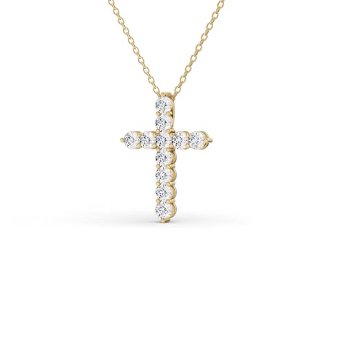 TimeLess Classics 0.50-3 CTW Cross Pendant Necklace With Lab-Grown Diamond in 14K Gold | Color E-F | Clarity VS1-VS22