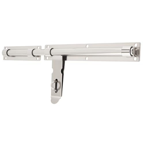 HOJLKLD 16 inch Heavy Duty Gate Latch, 304 Stainless Steel Slide Bolt Latch with Padlock Hole,Thickened Barrel Bolts Safety Door Lock for Large Wooden/Metal Gates/Fence Gate (16 Inch)