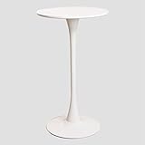 Diámetro: Ø60 cm SKLUM Mesa Alta Redonda en MDF y Metal (Ø60 cm) Ivet Style MDF Blanco