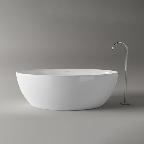 BERNSTEIN Freistehende Badewanne aus Sanitäracryl Wanne mit Doppelwandiger Konstruktion 175 x 100 x 58 cm - 5 Jahre Garantie - Standbadewanne Destino in Weiß glänzend, Acryl-Wanne – Bild 4