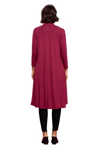 Image of Women's 3 /4 Sleeve Soft Open Front Casual Flowy Long Viscose Made from Bamboo Cardigan