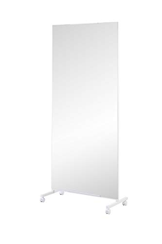 色が選べるキャスター付き大型ミラー ブラック ホワイト 鏡 幅80 幅60 姿見 全身ミラー ルームミラー 大型 おしゃれ オフィス ダンス ヨガ バレエ スタジオ 日本製 (ホワイト, 80)