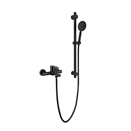Système de douche à double fonction avec robinet mural noir pour jet modulable