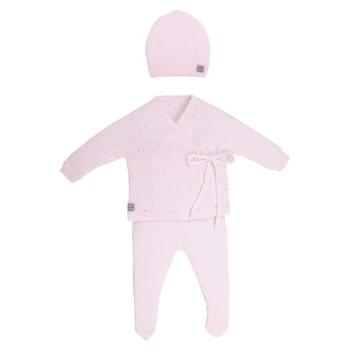 Minutus Primeira Roupa Bebê Conjunto Aire + Gorro, 100% Algodão, ROSA