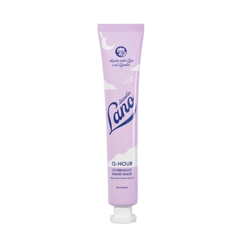 Lanolin 12-Hour Overnight Hand Mask - Lanolin Hand Cream with Ceramides Hyaluronic Acid & Vitamin C - Overnight Moisturizing Barrier Repair Treatment for Dry Cracked Skin (1.69 oz)