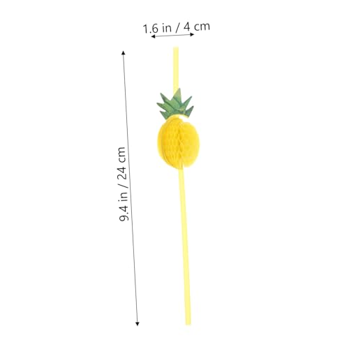 30 pitillos desechables forma piña color amarillo miniatura 2